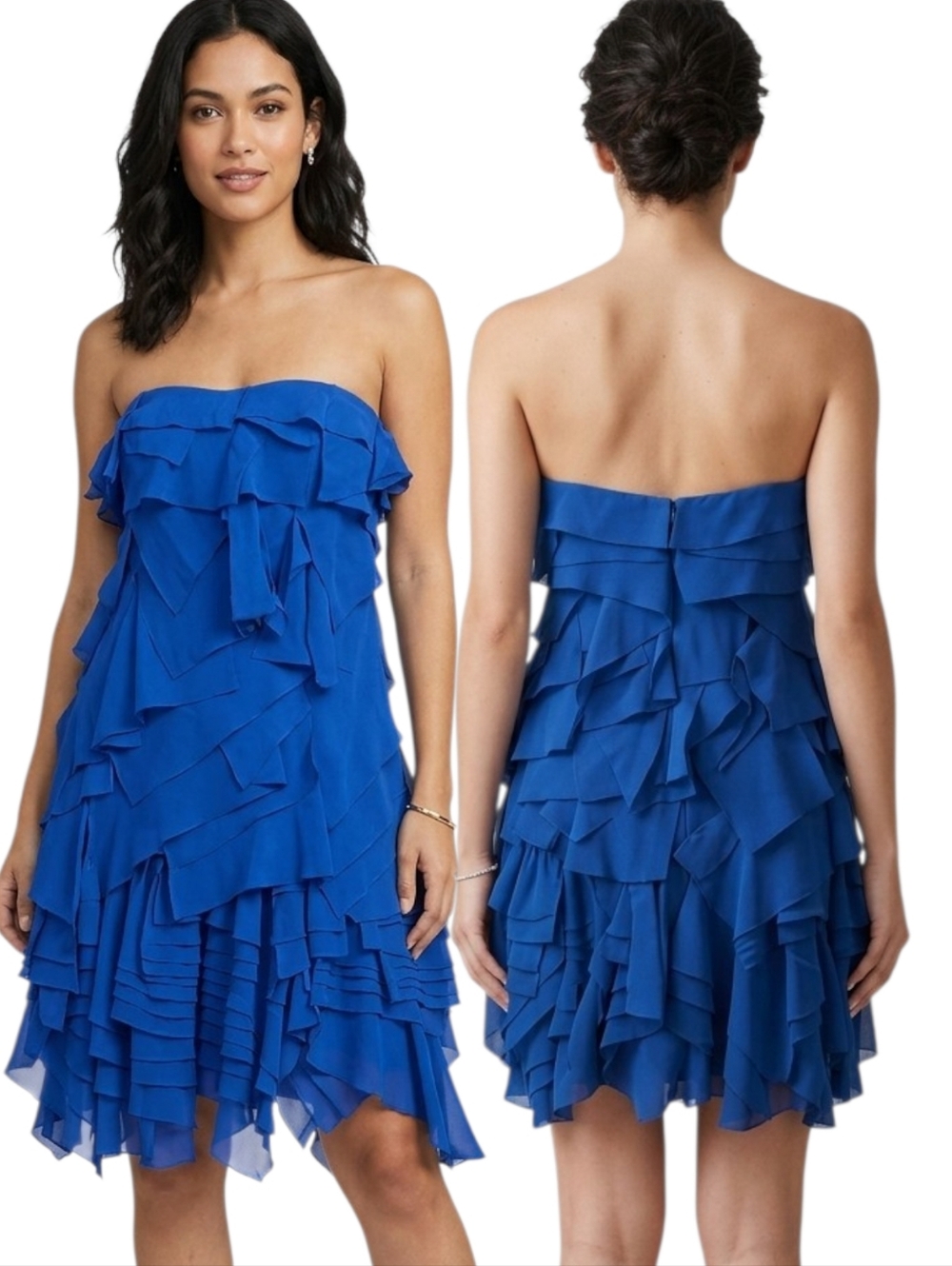 REEM ACRA Royal Blue Sculptured Strapless Cocktail Dress - Size 4